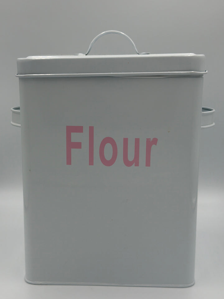 White Metal Farmhouse-Style Flour Canister