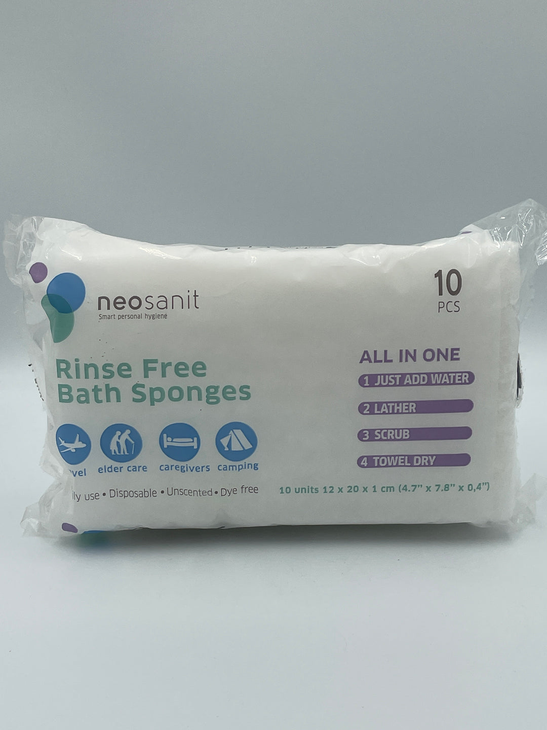 Neosanit-Rinse Free Bath Sponges, 10 sponges