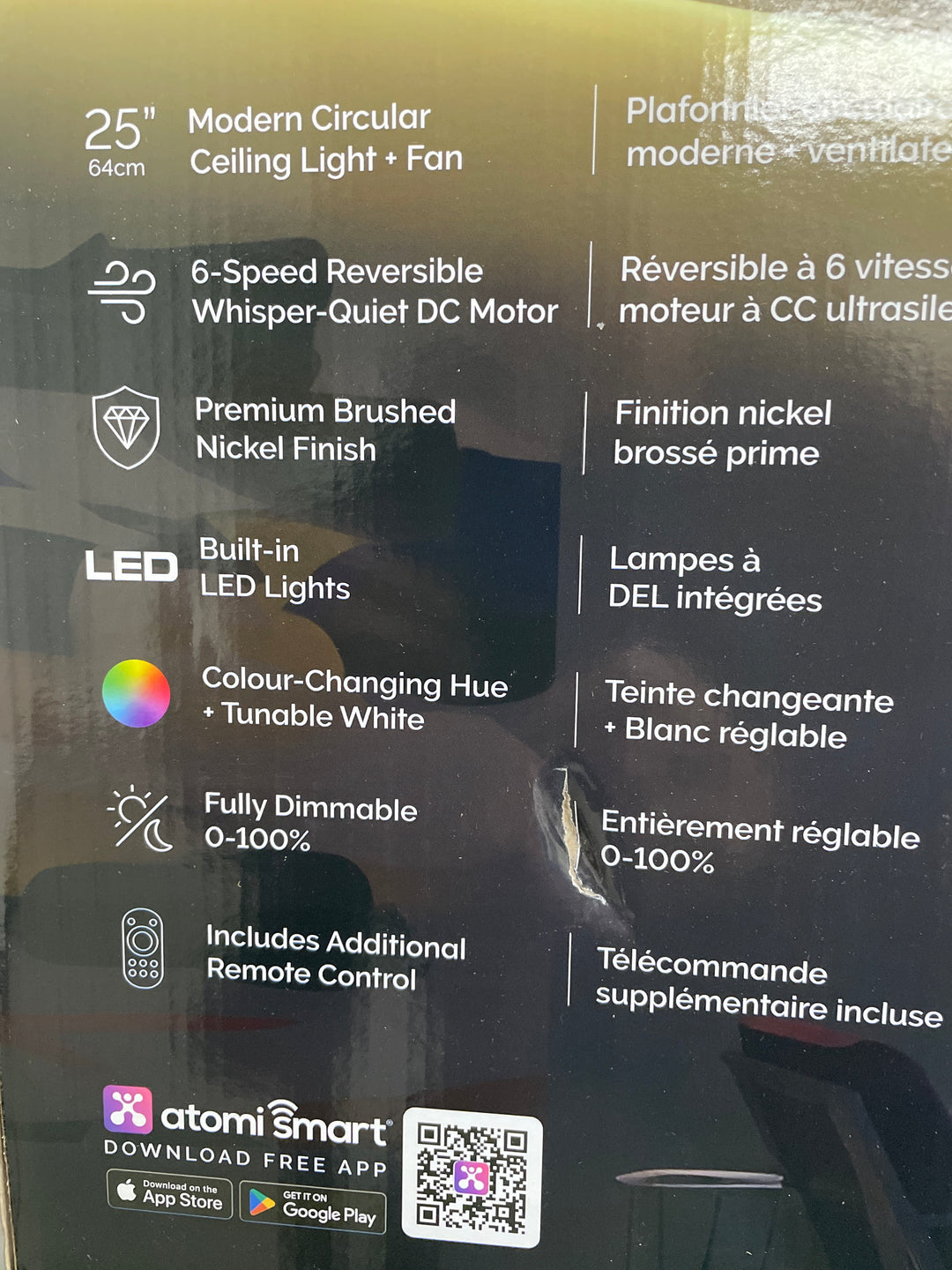 Atomi Smart 25” Ceiling Light and Fan