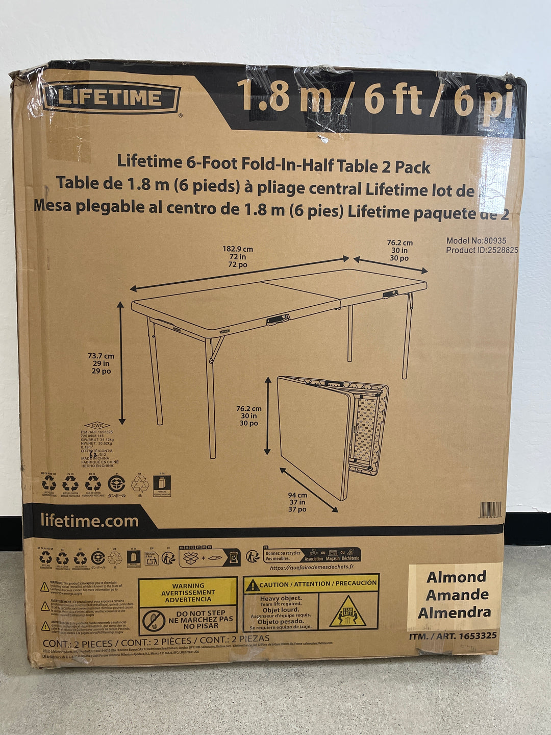Lifetime Commercial 6 ft. Fold in Half Table, 2-Pack