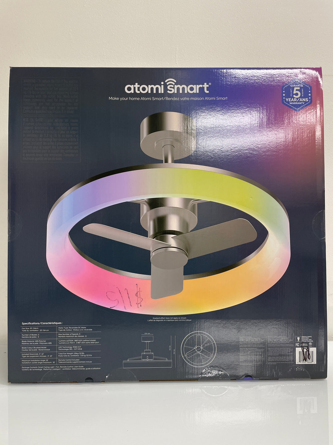 Atomi Smart 25” Ceiling Light and Fan