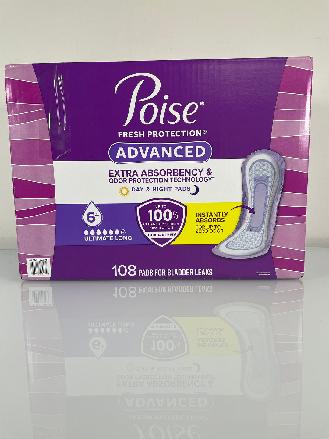 Poise Advanced Ultimate Absorbency Incontinence and Postpartum Long Pads, 108 count. (Women)