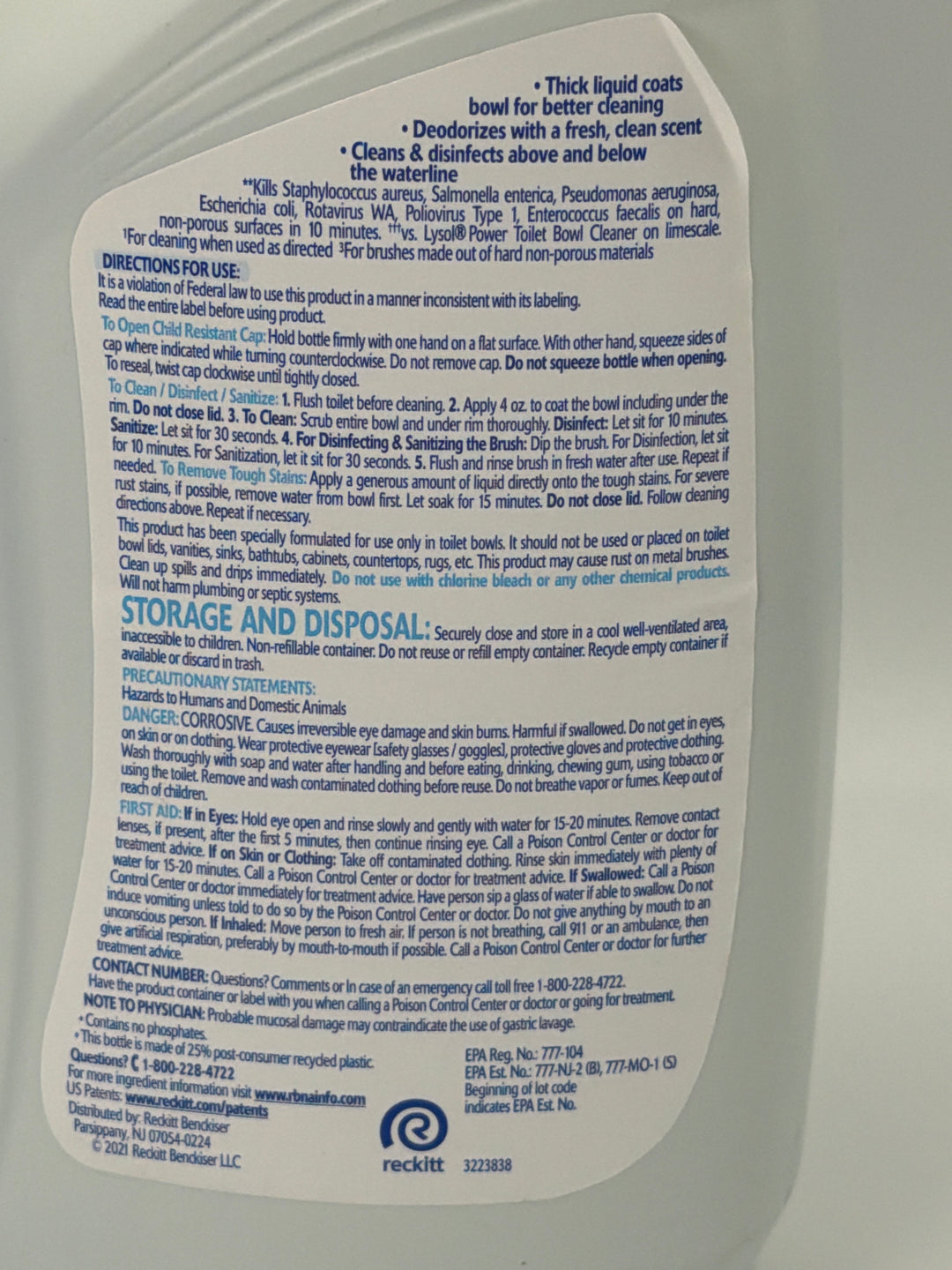 Lysol Advanced Power Clinging Gel Toilet Bowl Cleaner 32oz