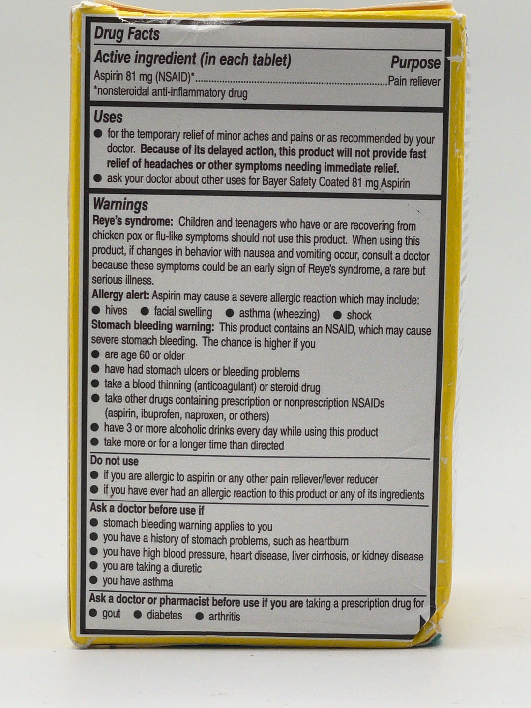 Bayer Aspirin Regimen Low Dose 81mg., 365 Enteric Tablets
