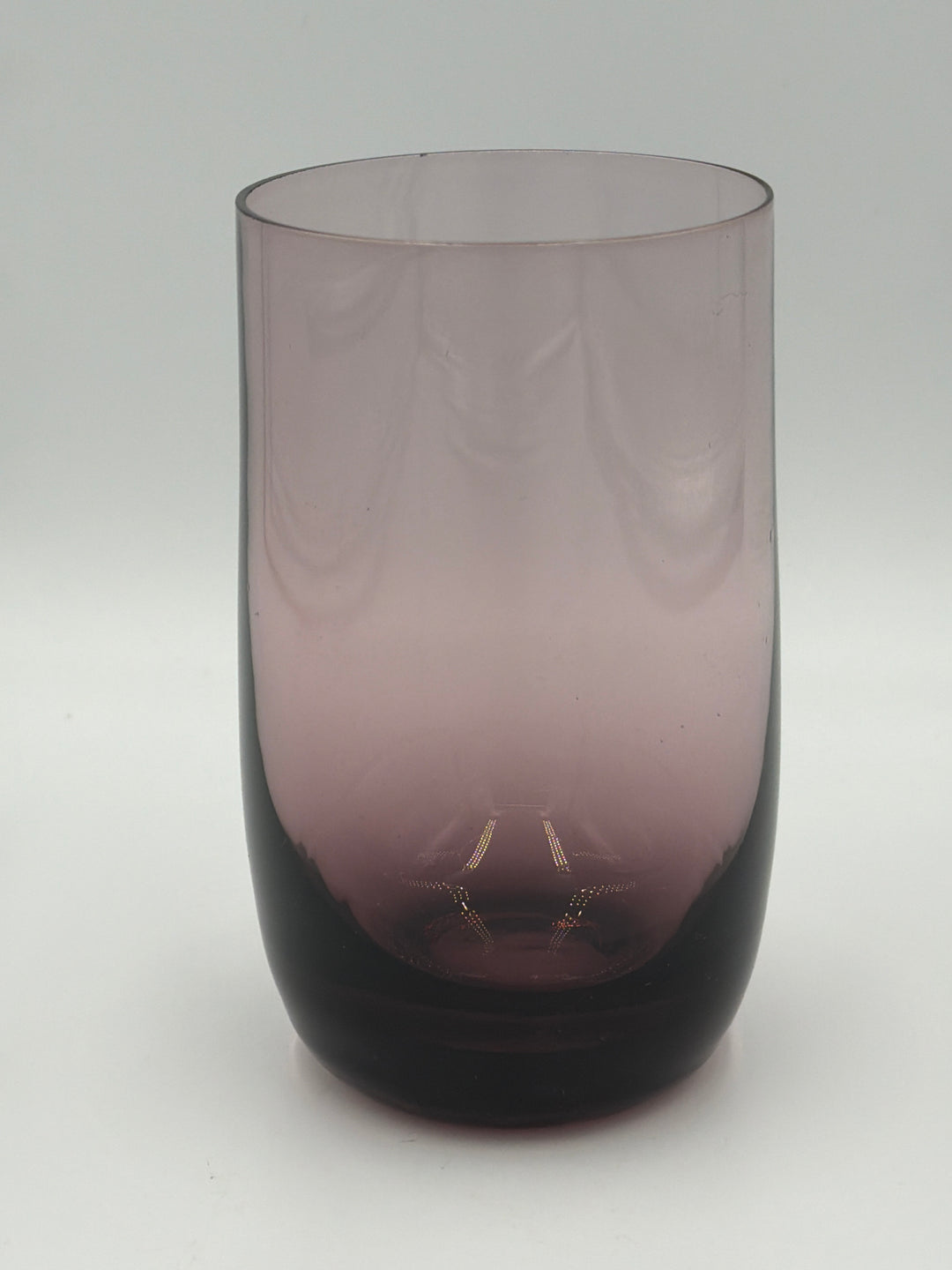 Vintage- Set of Six Purple-Tinted Glass Tumblers with Dimpled Bases
