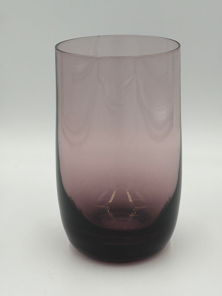 Vintage- Set of Six Purple-Tinted Glass Tumblers with Dimpled Bases