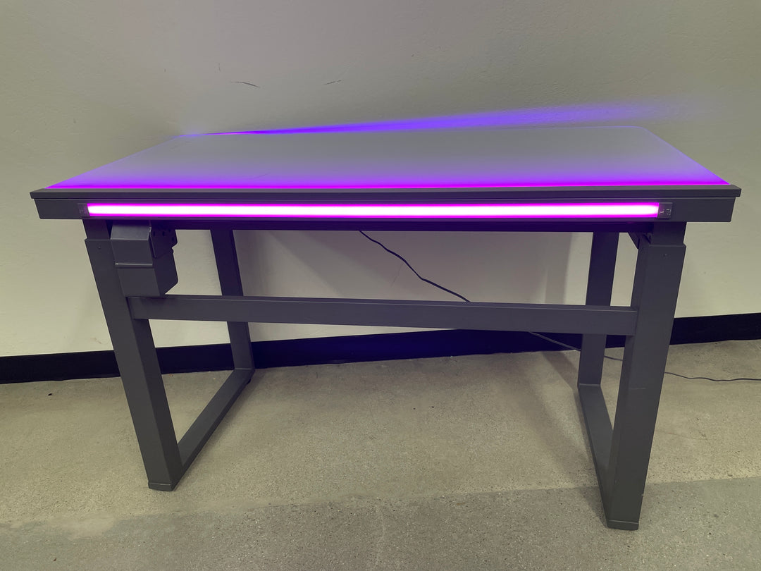 Tresanti Aurora 47” Adjustable Height Desk with LED Lighting (chip on edge of glass top)