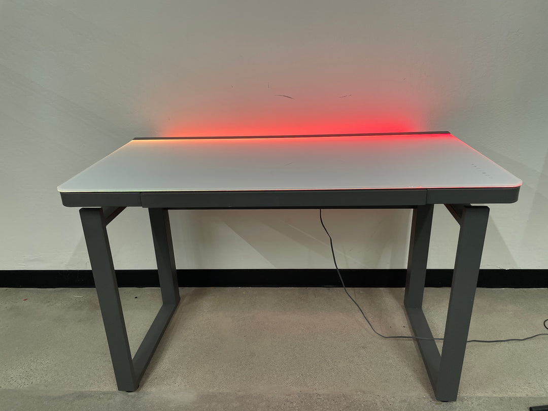 Tresanti Aurora 47” Adjustable Height Desk with LED Lighting (chip on edge of glass top)