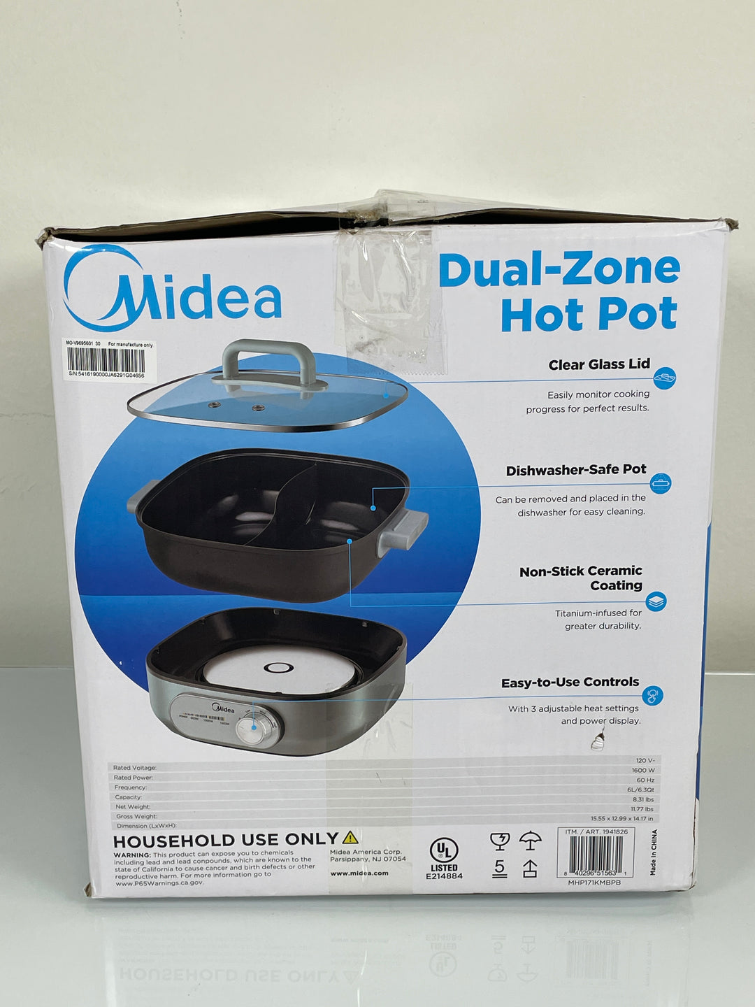 Midea- 6.3 QT. Dual-Zone Hot Pot