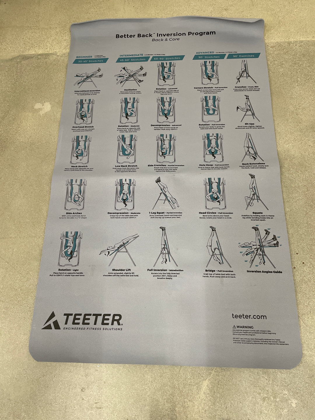 Teeter FitSpine FX-3 Inversion Table with Heat & Vibration Cushion + Inversion Program Mat