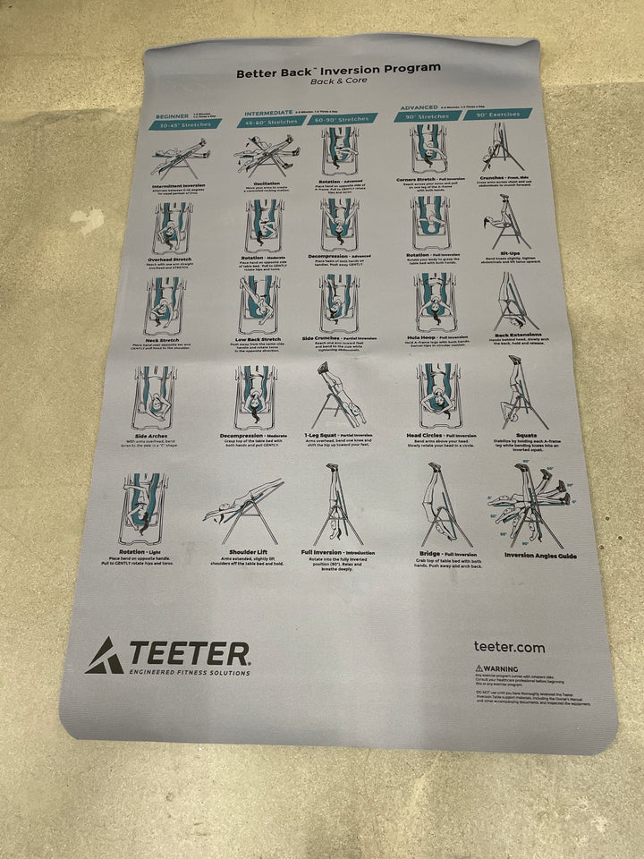 Teeter FitSpine FX-3 Inversion Table with Heat & Vibration Cushion + Inversion Program Mat