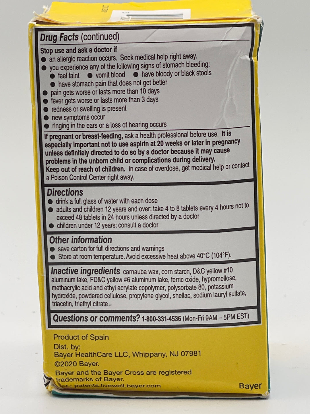 Bayer Aspirin Regimen Low Dose 81mg., 365 Enteric Tablets
