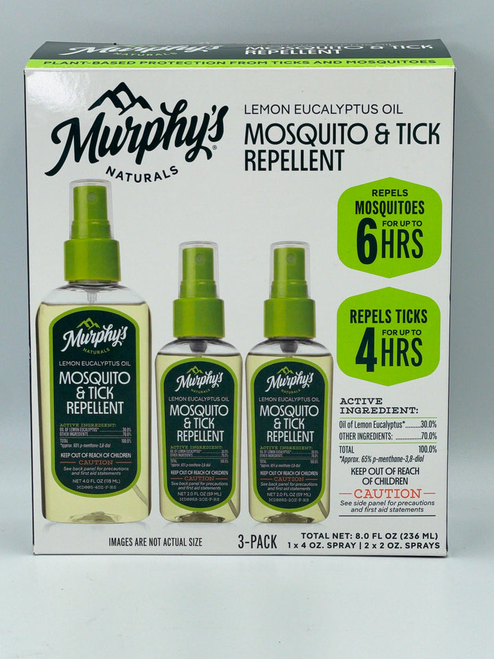 Murphy’s Naturals Mosquito & Tick Repellent with Lemon Eucalyptus Oil, 3pack - 1 x 4oz spray, 2 x 2oz spray