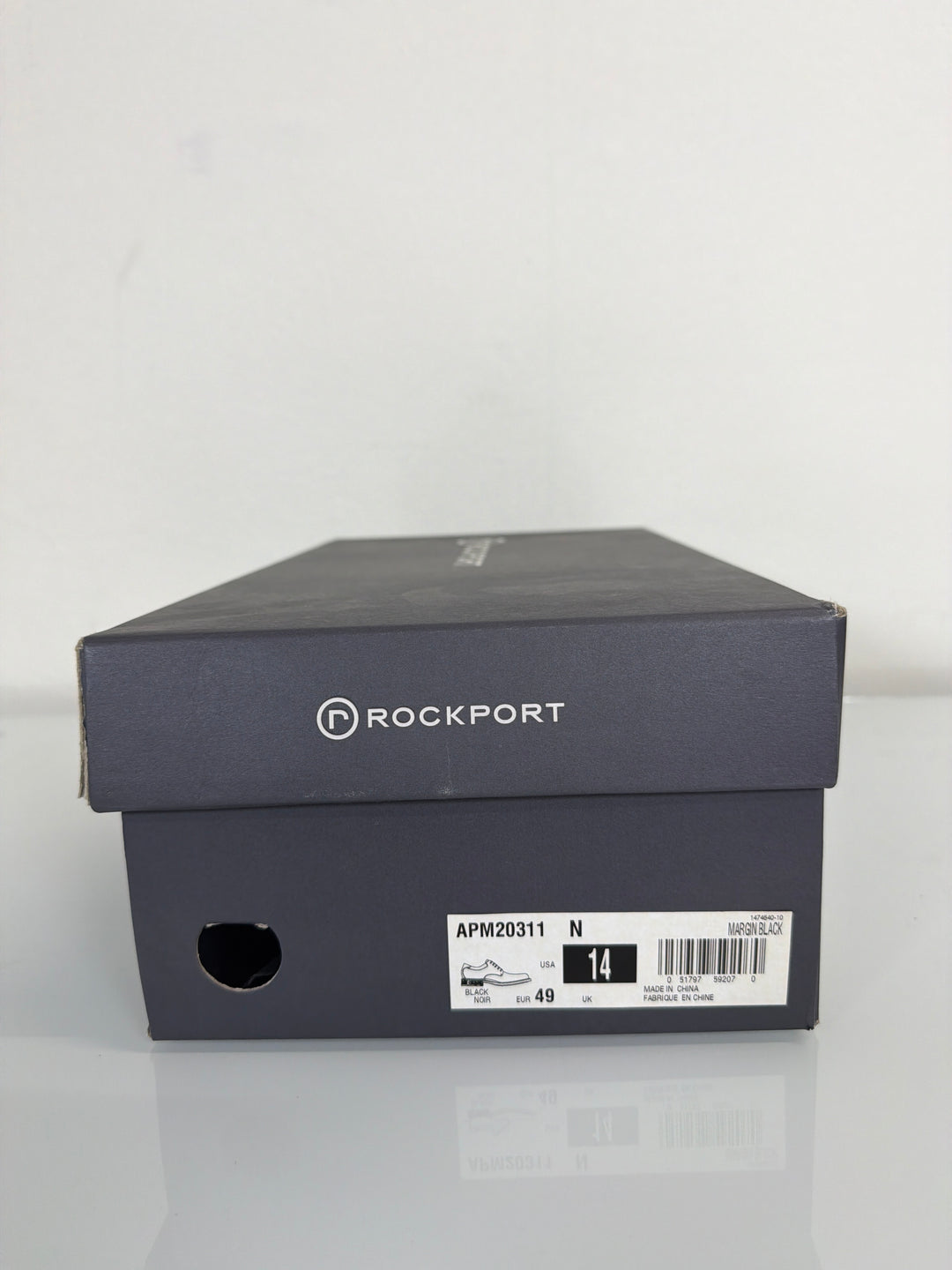 Rockport Margin Black Leather Oxford Dress Shoes: Size 14