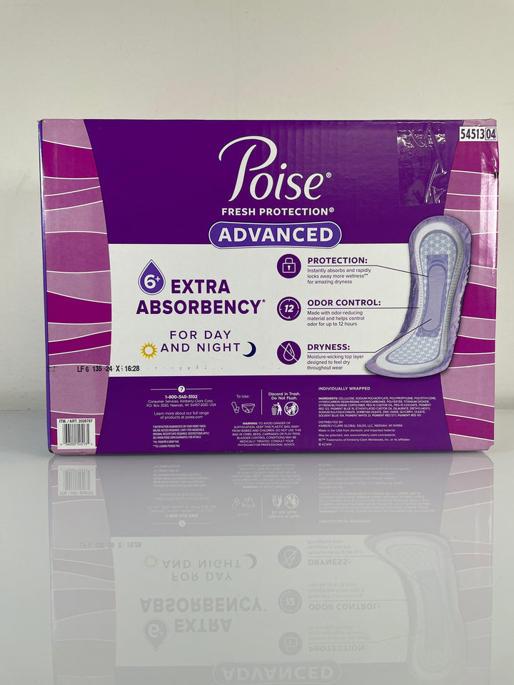 Poise Advanced Ultimate Absorbency Incontinence and Postpartum Long Pads, 108 count. (Women)