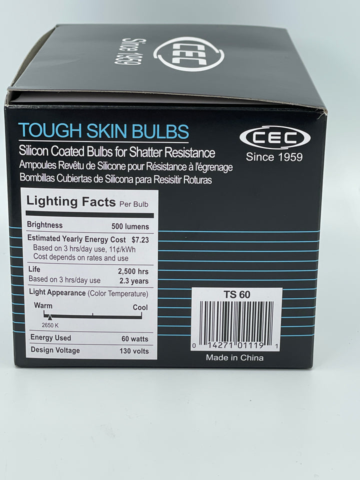 CEC Tough Skin Bulbs, 130V  60W - 6 pack