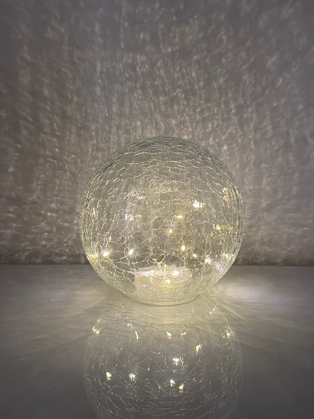 8" Crackle Glass LED Decorative Sphere with Lights