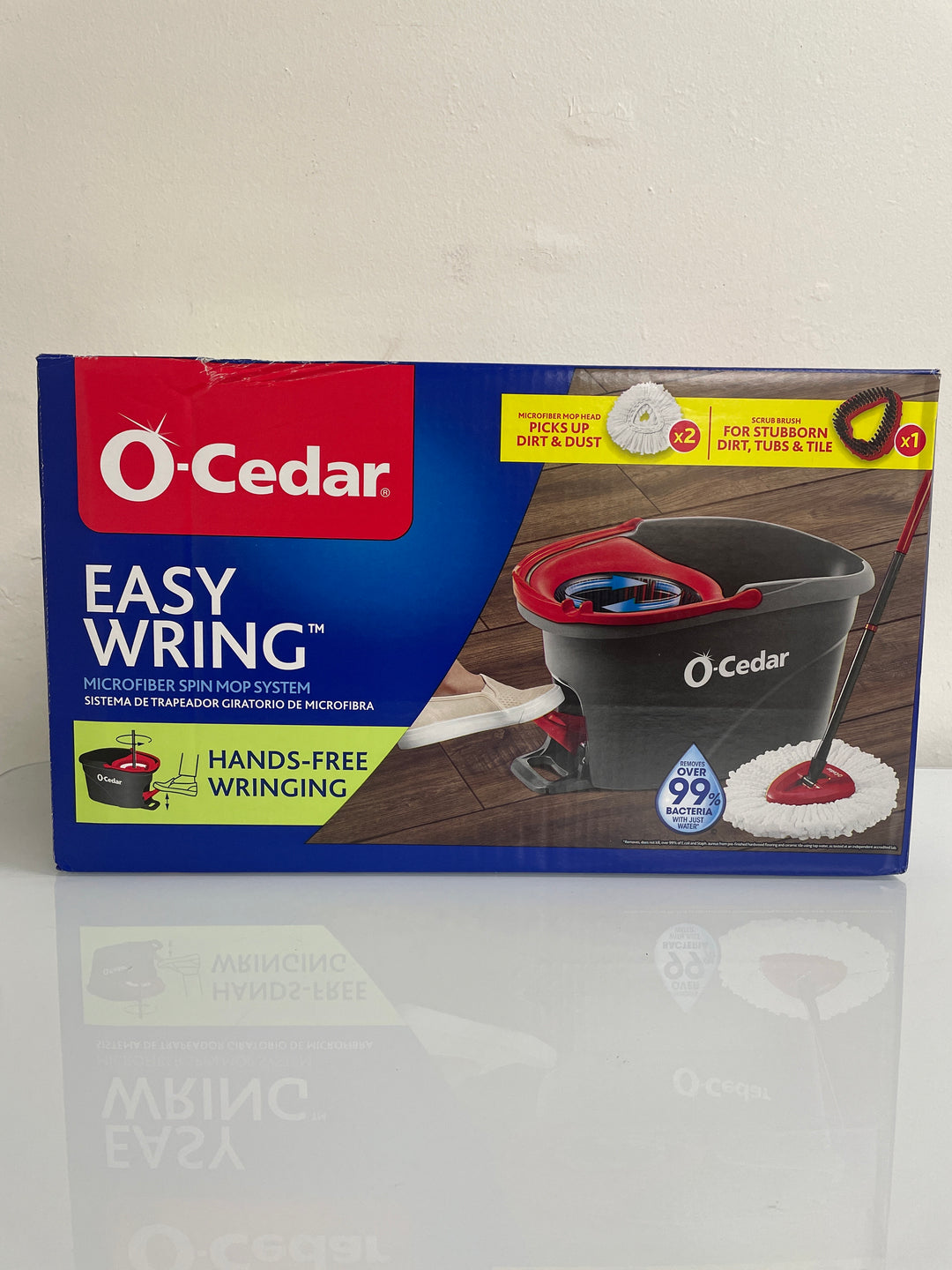 O-Cedar EasyWring Spin Mop & Bucket with 2 Microfiber Mop Heads