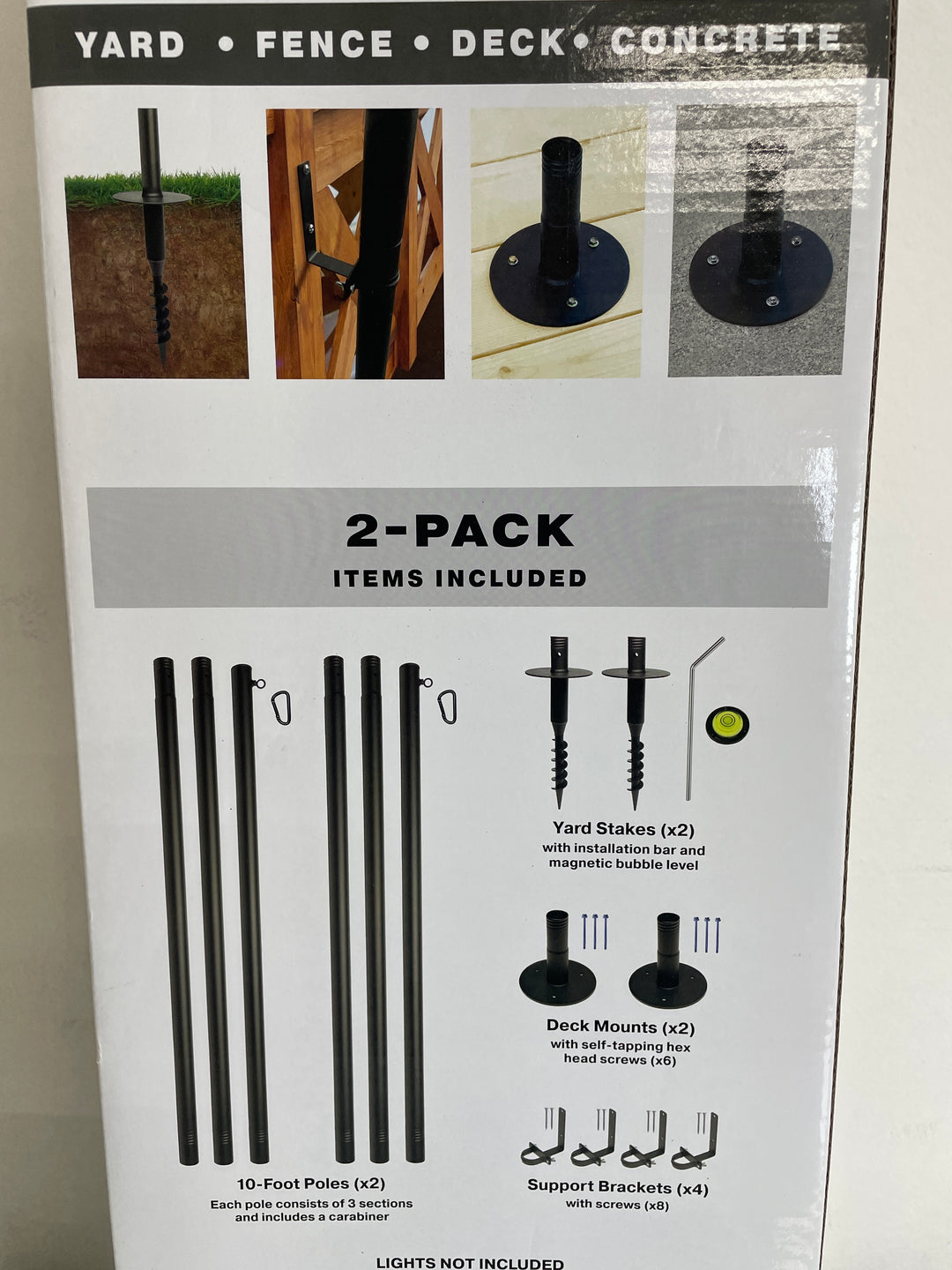10 ft. String Light Pole Set, 2-pack