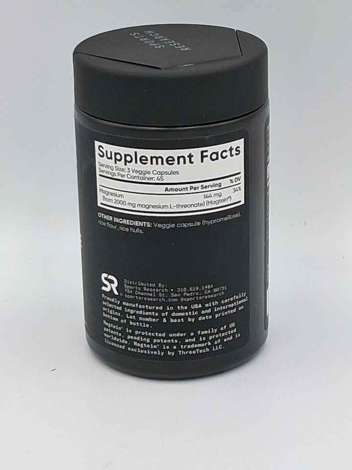 Sports Research Magtein Magnesium L-Threonate, 2000 mg, 135 Veggie Capsules