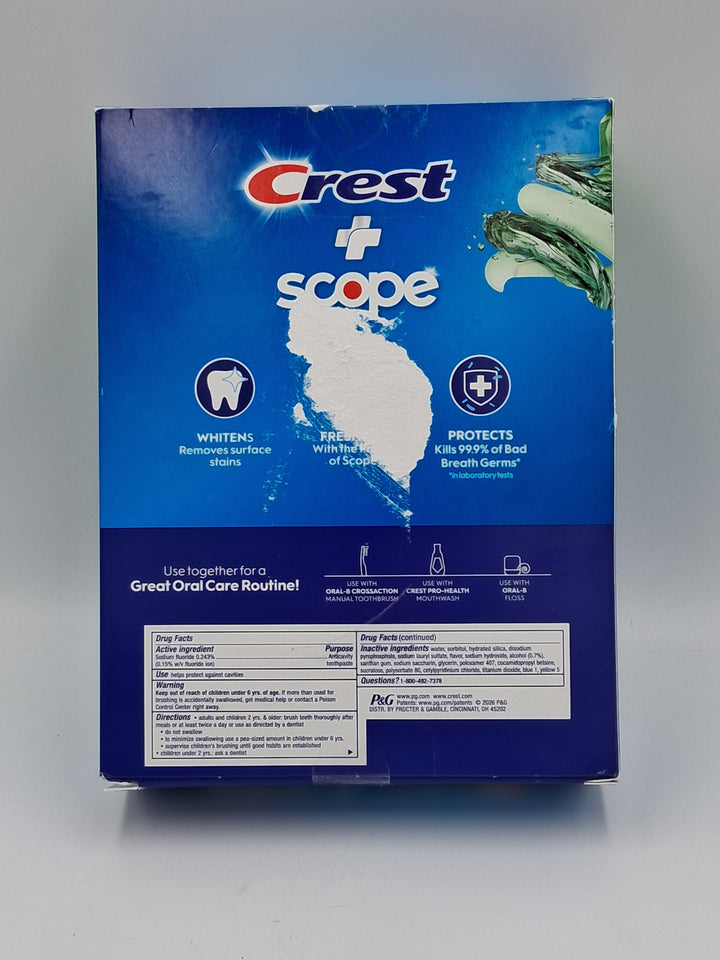 Crest + Scope Cavity Protection Toothpaste, 8.2 oz, 5-pack