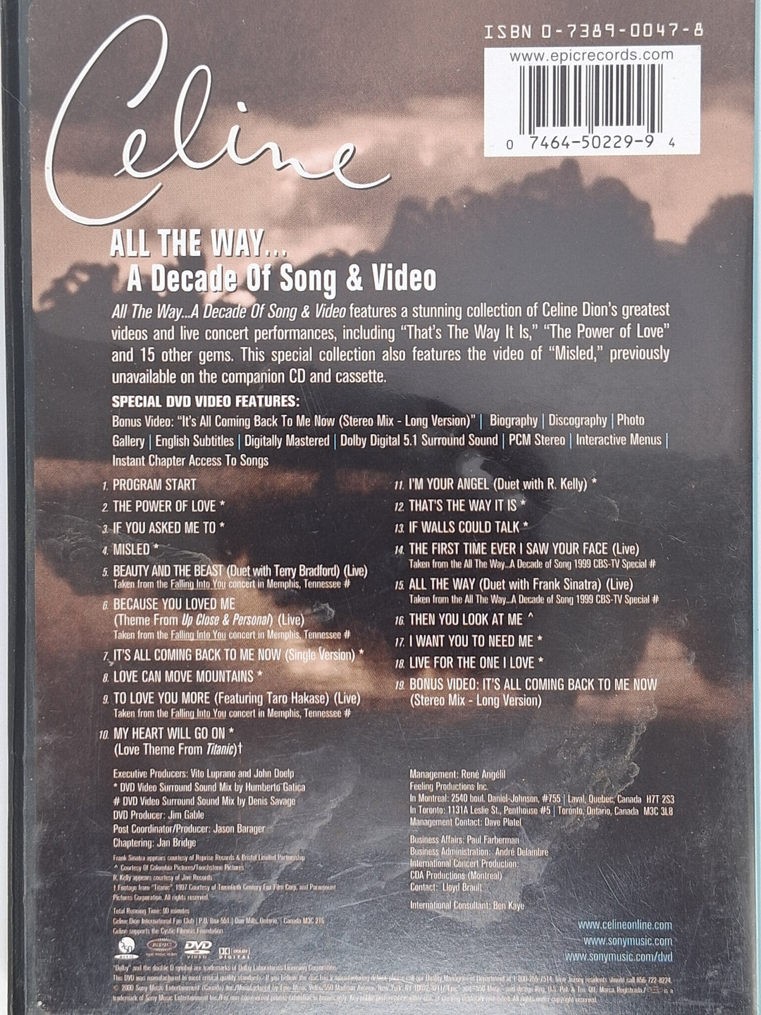 DVD - Celine - All The Way...A Decade of Song & Video