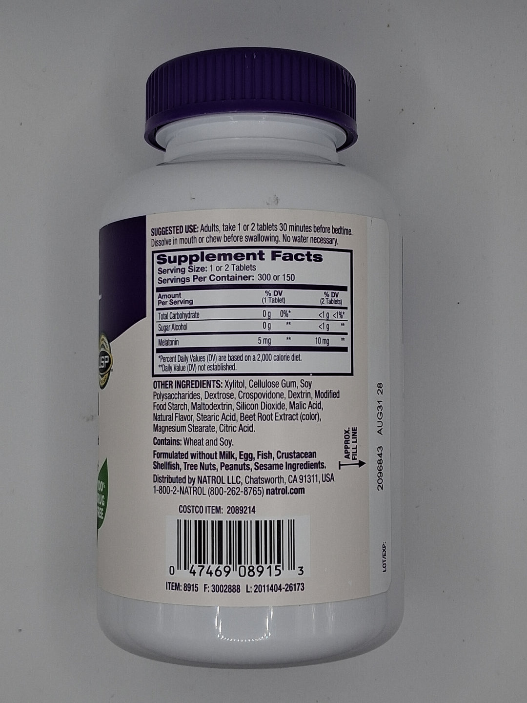Natrol Fast Dissolve Melatonin 5mg Tablet, 300 Strawberry Flavor Tablets