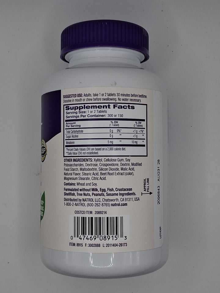 Natrol Fast Dissolve Melatonin 5mg Tablet, 300 Strawberry Flavor Tablets