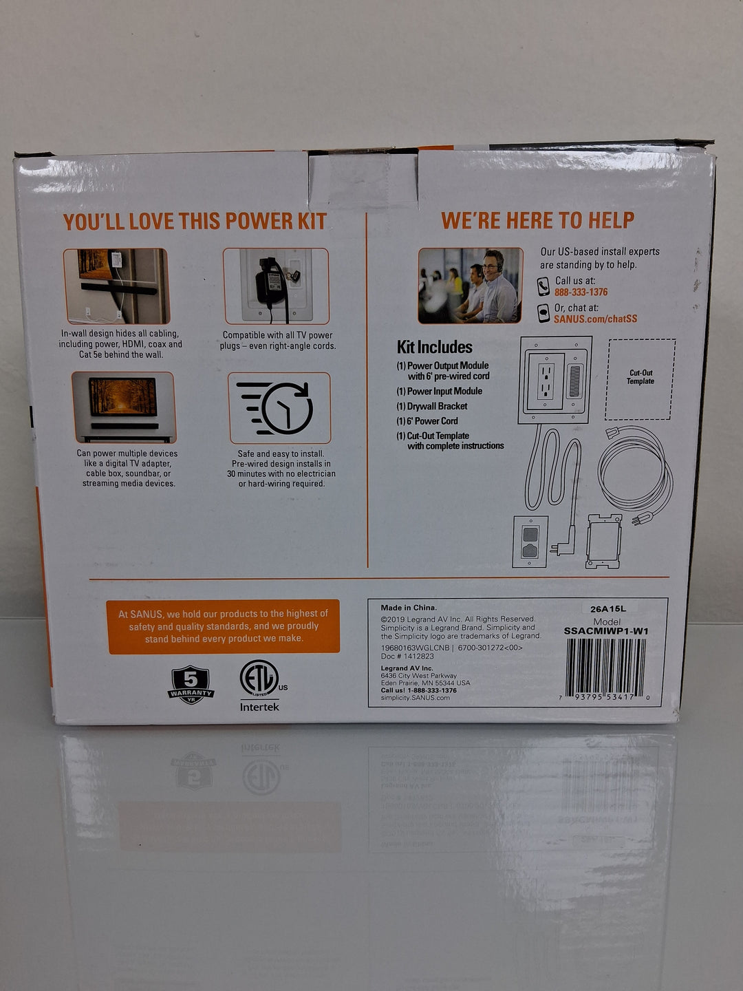 Sanus -  in-wall TV power kit