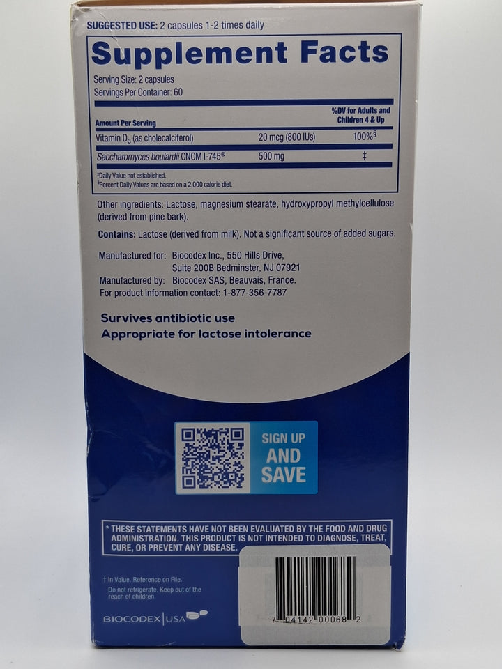 Florastor-Probiotic & Vitamin D3 Supplement (120 capsules)
