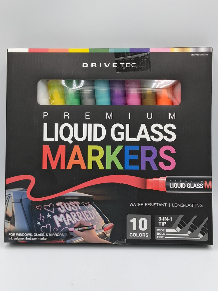 Drivetec Liquid Glass Markers, 10 Colors