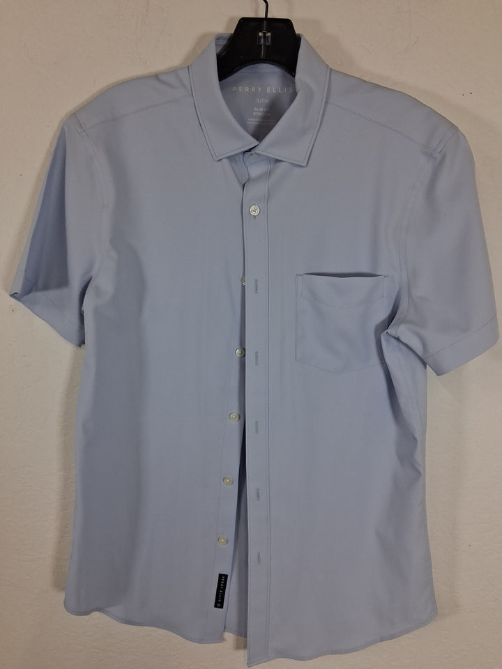 Perry Ellis Mens Button Down Short Sleeve Shirt with Front Pocket - Size Sm.