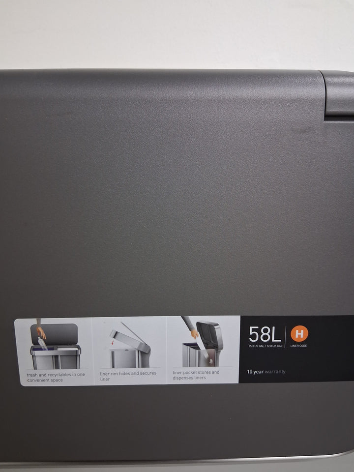 Simplehuman 58L Dual Compartment Step Can with Plastic Lid