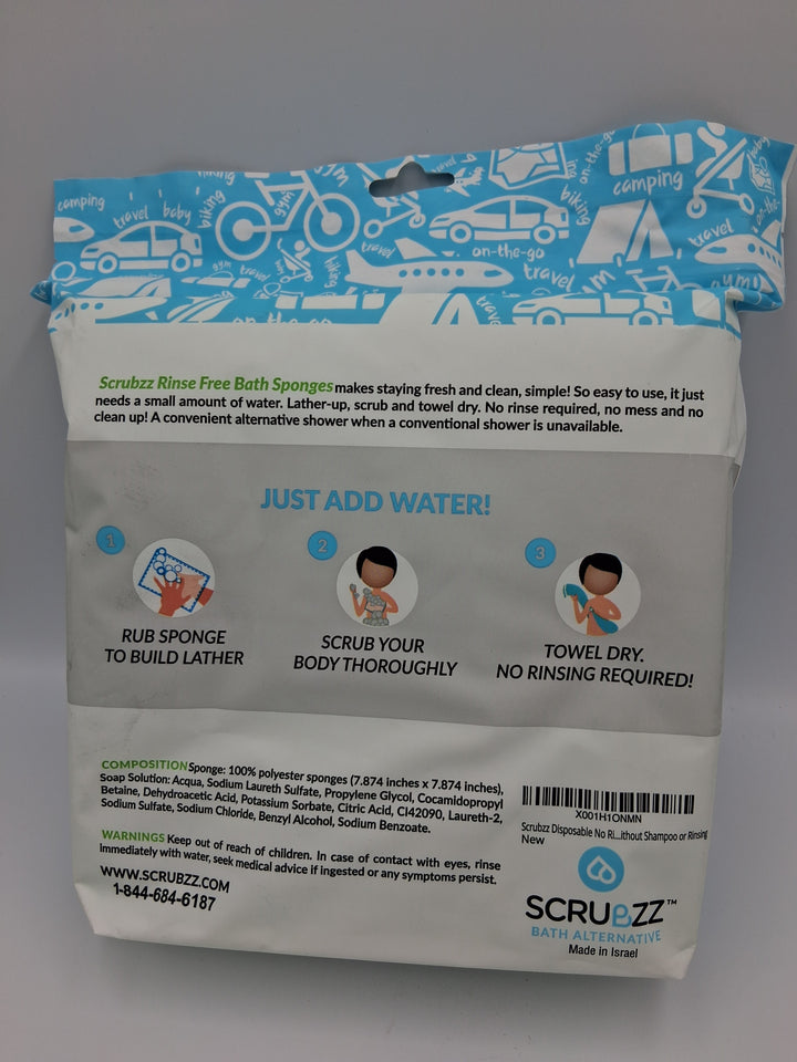 Scrubzz Disposable Rinse Free Bath Sponges