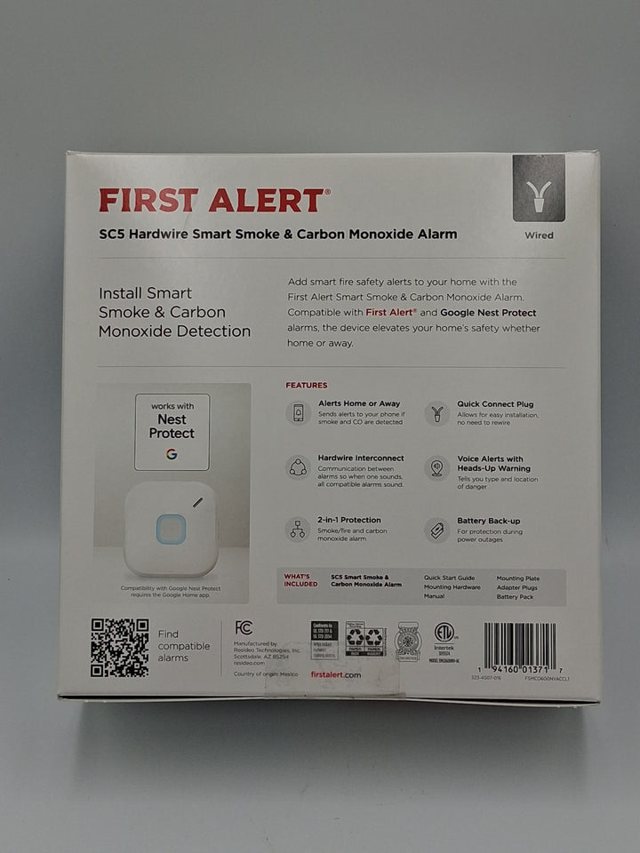 First Alert SC5 Hardwire Smart Smoke & Carbon Monoxide Alarm, Set of 8