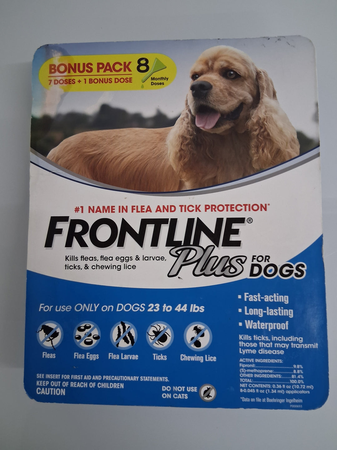 Frontline Plus Flea and Tick Dog Treatment / 23-44 lb, 7+1 Doses