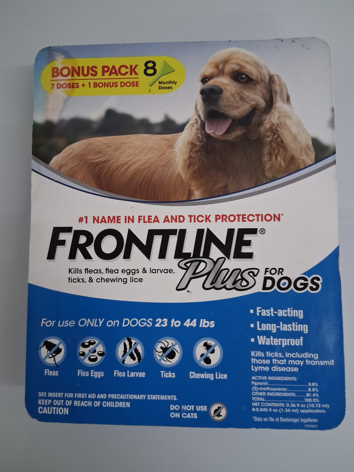 Frontline Plus Flea and Tick Dog Treatment / 23-44 lb, 7+1 Doses