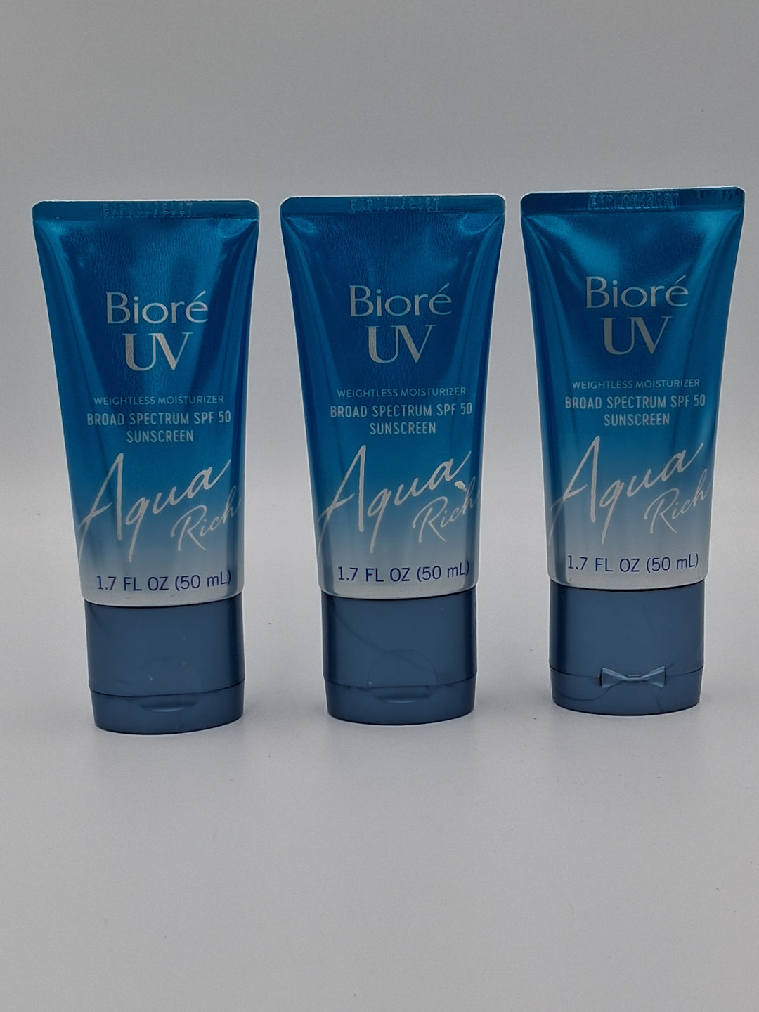 Biore' UV Aqua Rich Moisturizer SPF 50 Facial Sunscreen, 1.7 fl. oz., 3pack