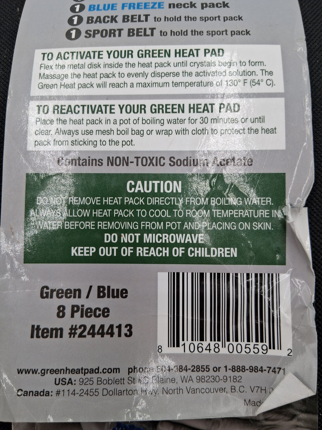 Green Heat Blue Freeze 8 Piece Combo Set