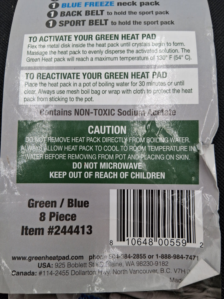 Green Heat Blue Freeze 8 Piece Combo Set
