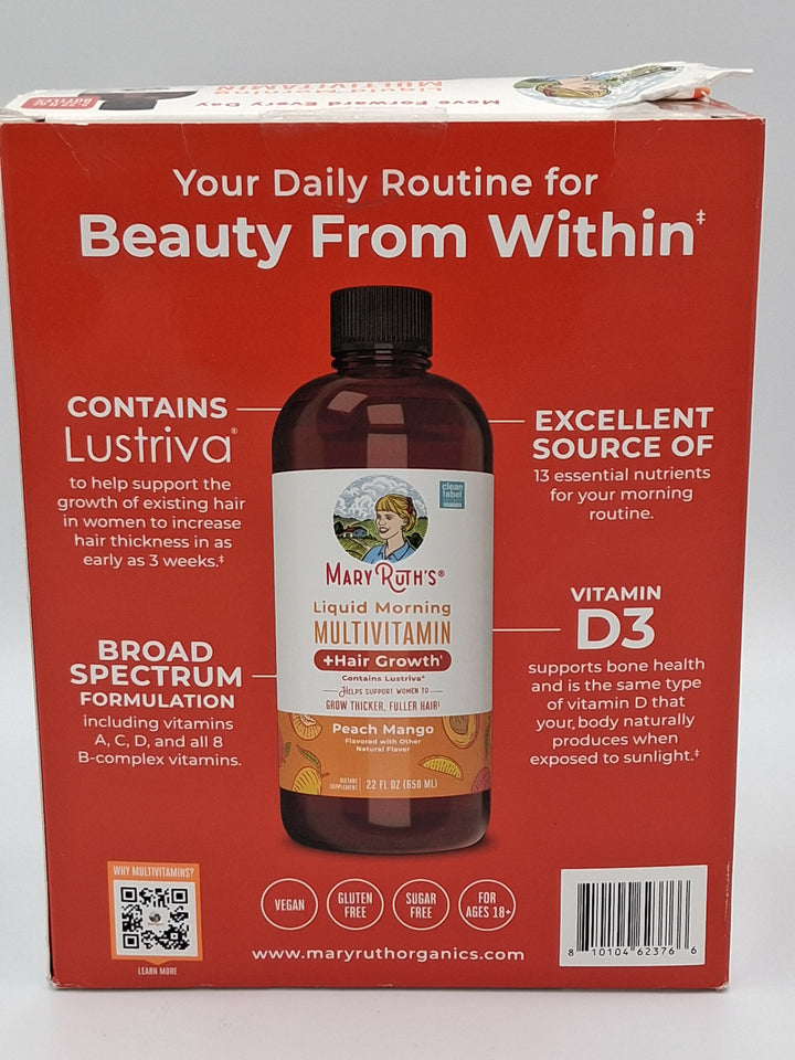 Mary Ruth's Liquid Morning Multivitamin + Hair Growth,  22 fl. oz. ,  2pk