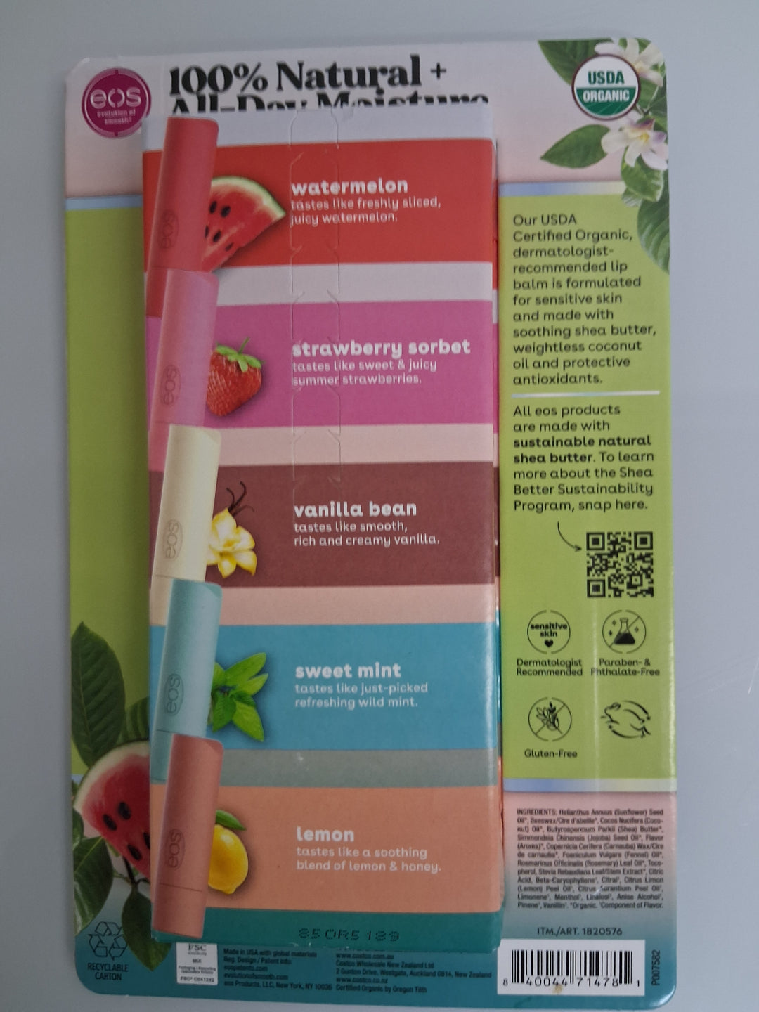 eos Natural USDA Organic Lip Balm, 9 sticks