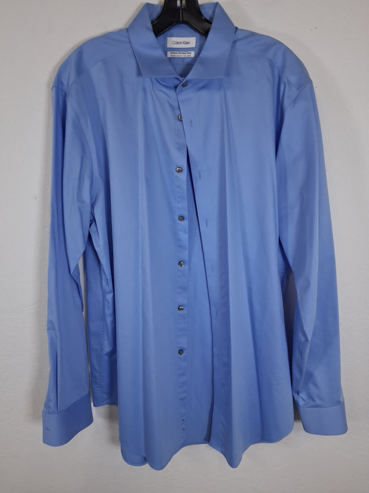 Calvin Klein - Mens Long Sleeve Dress Shirt, Size: XL - 17 1/2