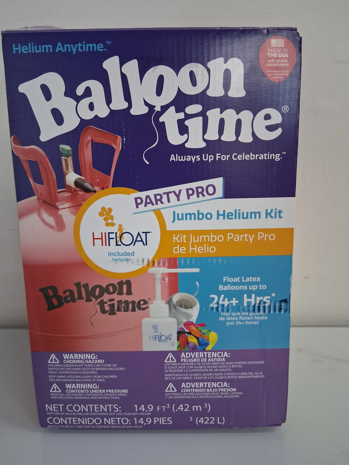 Balloon Time Jumbo Helium Tank Kit with Hi-Float