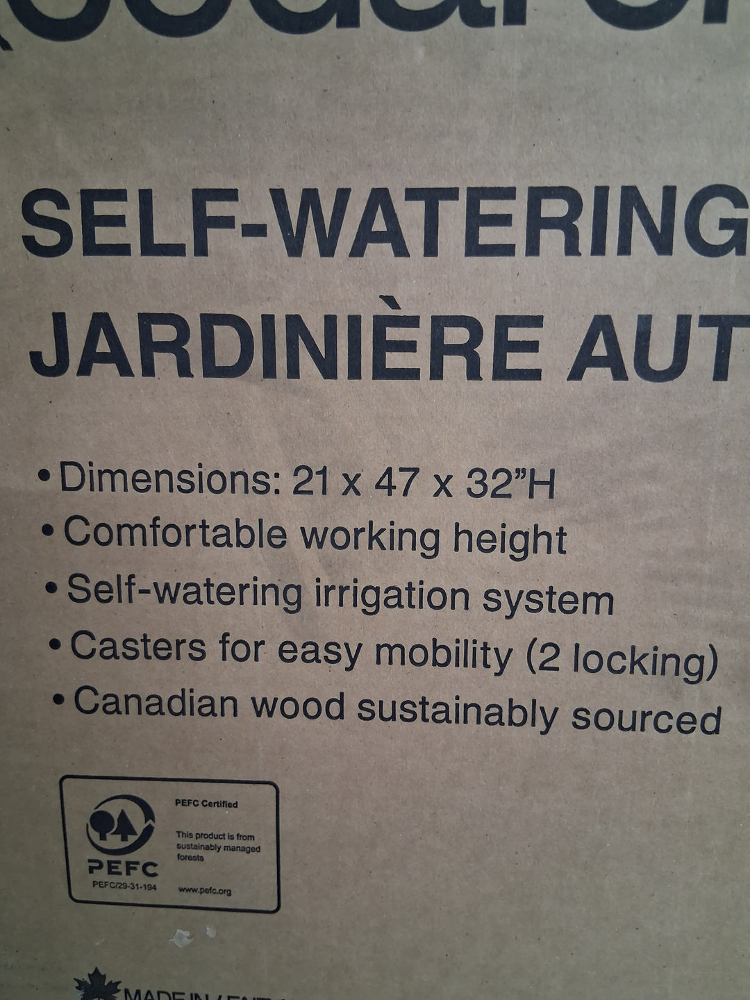 Cedarcraft Self-Watering Planter 21"x 47"x 32"H