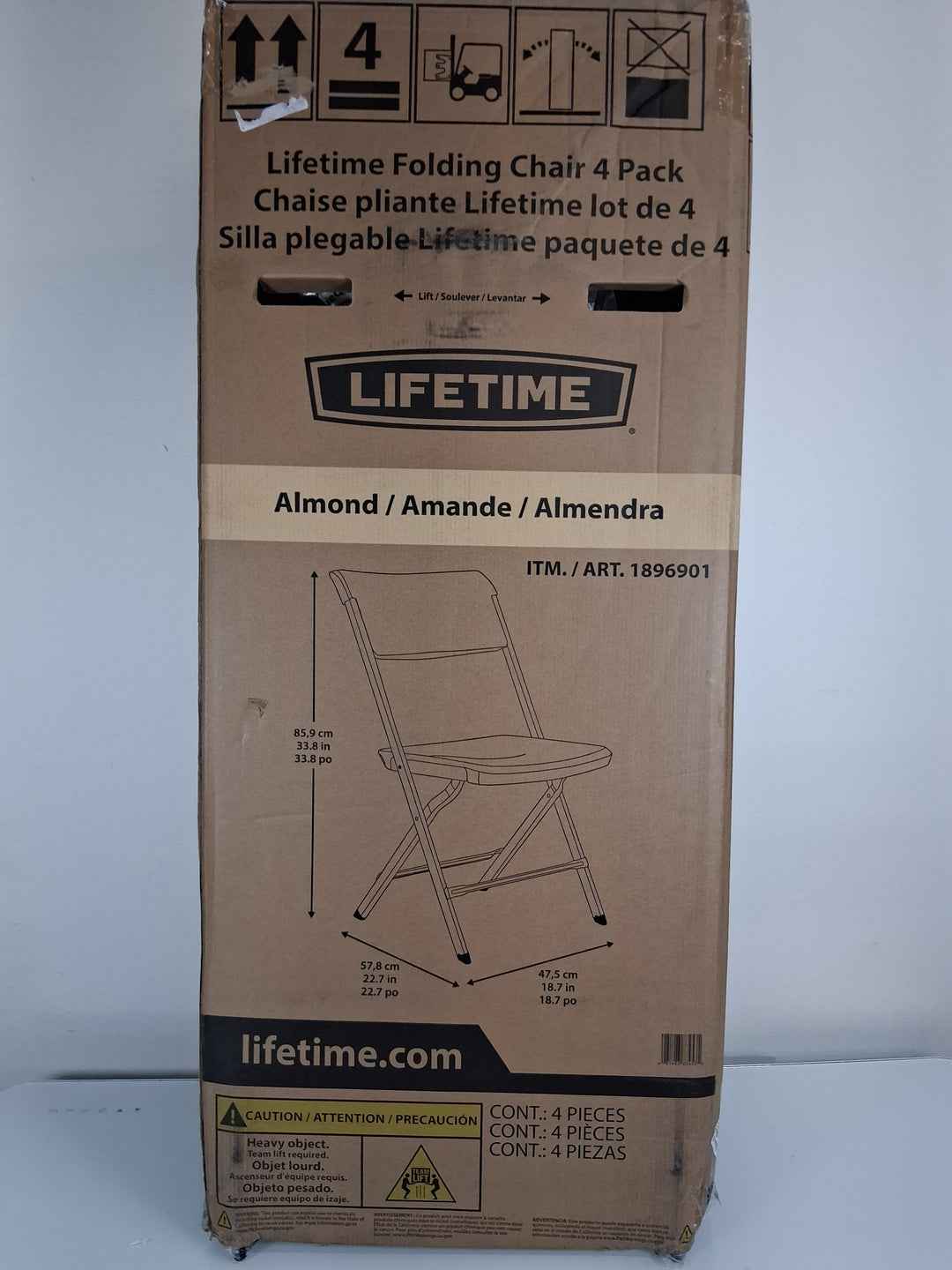 Lifetime- Commercial Folding Chair, 4-pack, Color: Almond
