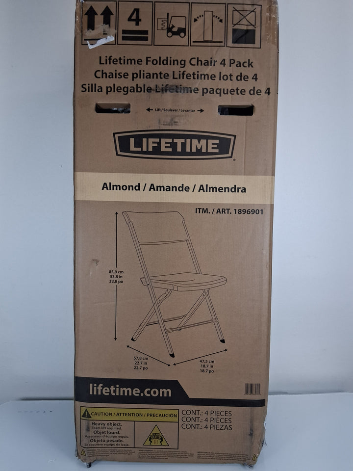 Lifetime- Commercial Folding Chair, 4-pack, Color: Almond