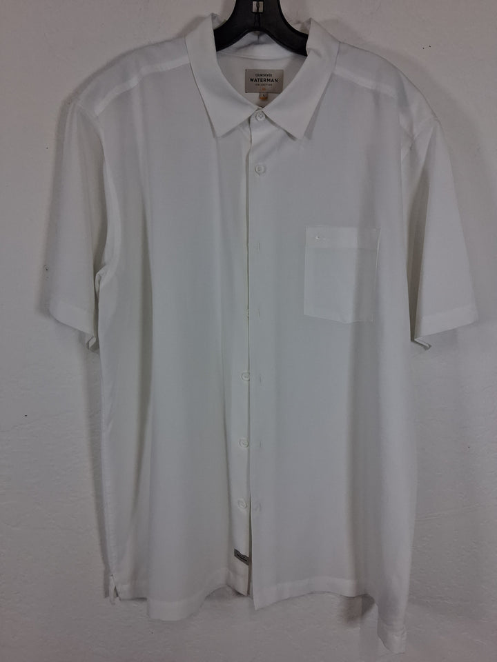Quicksilver Waterman Collection Mens Button Down Short Sleeve Shirt/Front Pocket - Size Lg