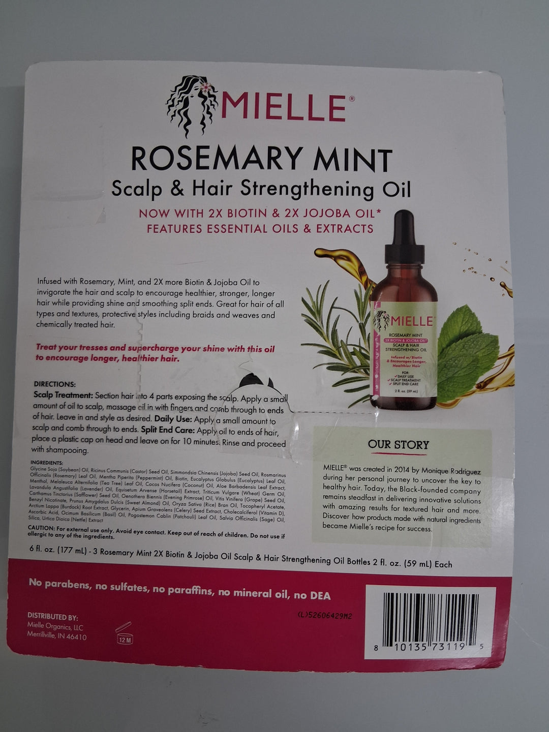 Mielle- Rosemary Mint Scalp & Hair Strengthening Oil / 3 pack