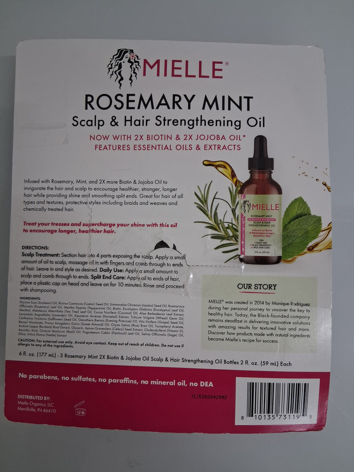 Mielle- Rosemary Mint Scalp & Hair Strengthening Oil / 3 pack